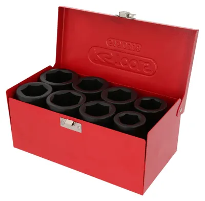 Produktbild von KS Tools 515.0308, Steckschlüssel-Satz, 1", 8 Kopf/Köpfe, Chrom-Molybdän-Stahl, ISO 1174, DIN 3121, 4,2 kg