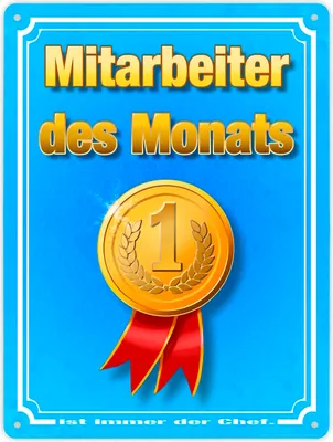 Produktbild von Metallschild XL in 21x28 cm Mitarbeiter des Monats - ist immer der Chef mit