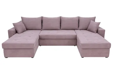 Produktbild von U-Form Ecksofa Gustaw mit Schlaffunktion und Kissen, Cordstoff Zoom 17 Lavender