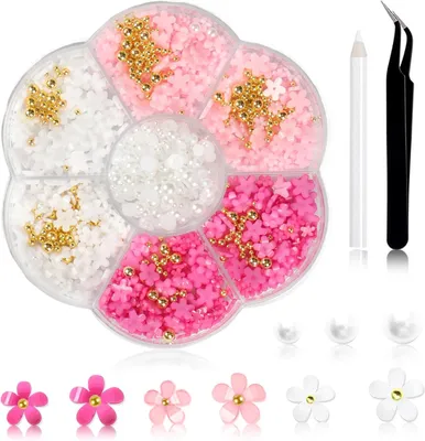 Produktbild von Strasssteine für Nägel - Nail Art Dekorationen - 3D-Nagelset - Pinzette - Bunte Schleife - für Kleidung, Tassen, Schuhe und Nagelkunst