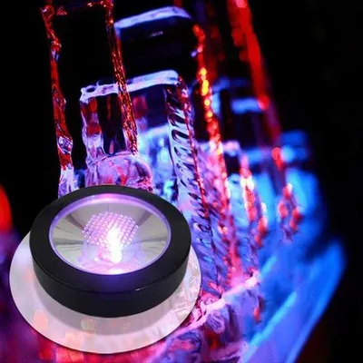 Zdjęcie produktu dla Podkładki LED – świecące podkładki – okrągły kształt – podkładki pod butelki – świecące podkładki pod napoje – dekoracyjne oświetlenie – podkładka
