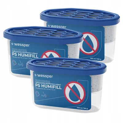 Obrázek produktu pro Wessper HUMIFILL P5 – 3x 400 ml – Odvlhčovač vzduchu, účinný proti vlhkosti, bez zápachu