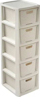 Produktbild von REGAL mit x 5 Schubladen Standregal Kommode Schrank Weiß BRANQ Rattan