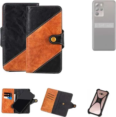 Produktbild von K-S-Trade Handyhülle Schutzhülle Bookstyle Case Wallet-Case kompatibel mit HTC U23 Pro Handy Cover Bumper Klapphülle schwarz hellbraun 1x