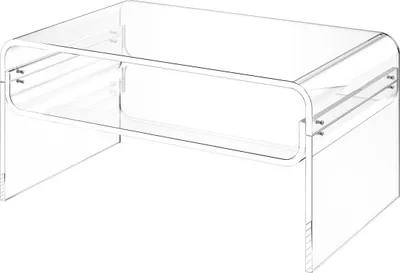 Immagine prodotto di Tavolino in acrilico, tavolino centrale a 2 ripiani con ripiano portaoggetti, moderno tavolino rettangolare in acrilico, ideale per sala da pranzo, isola cucina, ristorante, ufficio, 50 x 80 x 38 cm (trasparente)