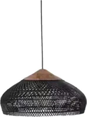 Image de Suspension, rotin tissé à la main, style Japandi, sans ampoule, noir