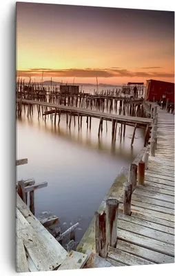 Produktbild von Bild auf Leinwand - Leinwandbild - Einteilig - Brücke Boot Meer - 80x120cm - Wand Bild - Wanddeko - Wandbilder - Leinwanddruck - Wanddekoration - Leinwand bilder - Wandbild - PA80x120-3807