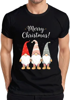 Produktbild von Merry Christmas! Weihnachtswichtel Gnome niedlich Weihnachten Herren T-Shirt, Schwarz, 3XL
