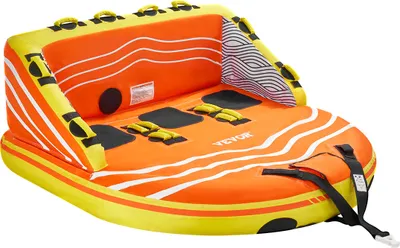 Immagine prodotto di VEVOR Boating Fun Tube set, gommone da traino per 1-3 persone, tubo da traino per sport acquatici da 500 libbre - con maniglia, punto di traino e valvola di sicurezza
