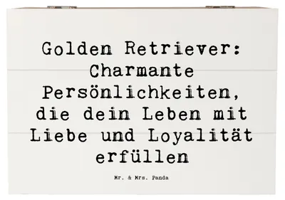 Produktbild von Mr. & Mrs. Panda Box Spruch Golden Retriever Charme 22 x 15 cm - Weiß - Geschenk, Hunderassen, Schatulle, Hunderasse, Therapiebegleiter, intelligenter Hund, Pflege