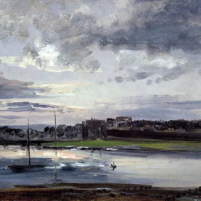 Produktbild von Johan Christian Dahl Kunstdruck Bild - Die Elbe Und Dresden-Neustadt Im Abendlicht, 1837 (70 x 70 cm)