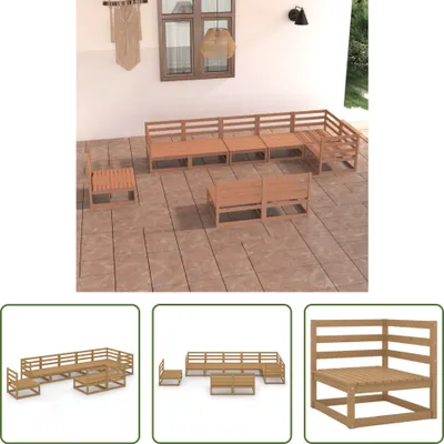 Produktbild von The Living Store 9-tlg. Garten Lounge Set Honigbraun Massivholz Kiefer