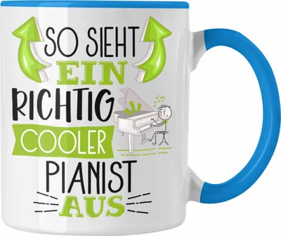 Produktbild von Trendation - So Sieht Ein Richtig Cooler Pianist Aus Tasse Geschenk für Pianist Geburtstag Geschenkdiee Piano Klavierspieler (Blau)