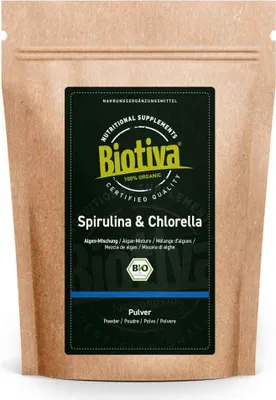 Produktbild von Biotiva Chlorella Spirulina Mix Pulver 100g aus biologischem Anbau