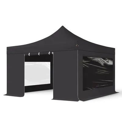 Produktbild von TOOLPORT 4x4m Aluminium Faltpavillon, inkl. 4 Seitenteile, schwarz