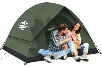 Image de Tente dôme 2-3 personnes - Imperméable - Auvent amovible - Petit format de transport