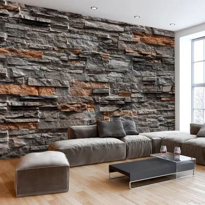 Produktbild von Fototapete selbstklebend Steinoptik 392x280 cm Tapete Wandtapete Wandbilder Klebefolie Dekofolie Tapetenfolie Wand Dekoration Wohnzimmer - 3d Effekt f-B-0086-a-b