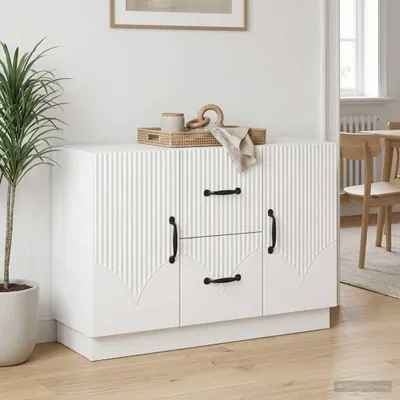 Image de Buffet à tiroirs vidaXL, blanc, 89 x 34,5 x 57 cm, aggloméré