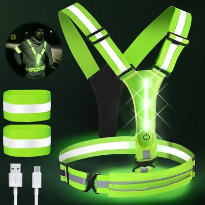Productafbeelding van Veiligheidsvest LED - Oplaadbaar - Met 2 reflectorbanden - Verstelbaar - Kinderen en volwassenen
