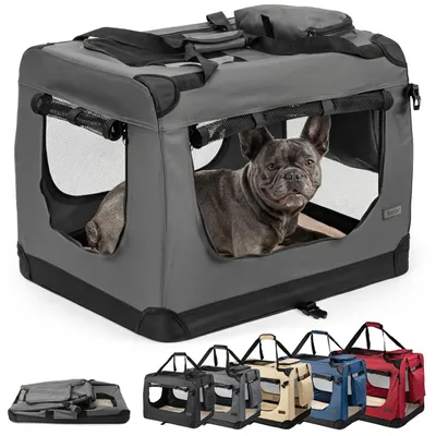 Klappbare Transportbox 70x52x50 cm, grau, bis 15 kg, mit Kissen