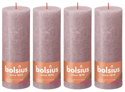 Produktbild von 4er-Set Stumpenkerze - Höhe 19 cm - Durchmesser 6,8 cm - Rustik - Eschenrose
