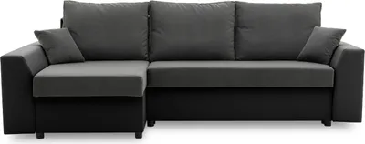 Produktbild von Ecksofa PAUL 1 PRO mit Schlaffunktion 200x140 cm, Eckcouch mit Bettkasten! Stoff TRINITY 15 + REAL 11 DUNKELGRAU + SCHWARZ