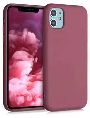 Produktbild von kwmobile Hülle kompatibel mit Apple iPhone 11 Hülle - gummierte TPU Silikon Handyhülle - Schutzhülle für kabelloses Laden - Case in Dark Rose