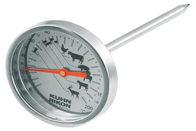 Bratenthermometer, Edelstahl, hitzebeständiges Glas, 12 cm