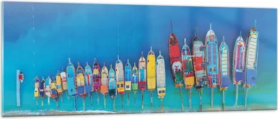 Produktbild von Bilder auf glas - Einteilig - Schiffe Strand Perspektive - 140x50cm - Glasbilder - Wandbilder - Bilder - Wanddekoration aus Glas - Glas Bilder - Wandbild auf Glas - GAB140x50-4415