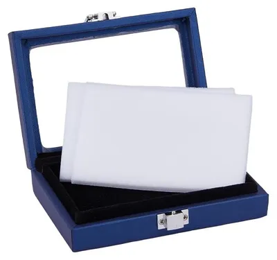 Schmuck-Aufbewahrungsbox aus PU-Leder mit Glasdeckel, 13x9,5x3,3 cm