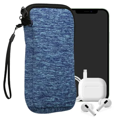 Produktbild von kwmobile Neopren Handytasche für Smartphones XL - 6,7/6,8" - Handy Tasche mit Reißverschluss - Handyhülle universal Meerblau Hellblau