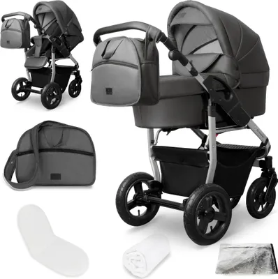 Produktbild von Bergsteiger Capri Kombikinderwagen 2-in-1 ohne Babyschale – Babywanne & Sportsitz, Luftreifen, Federung, höhenverstellbarer Griff, faltbar, Zubehör