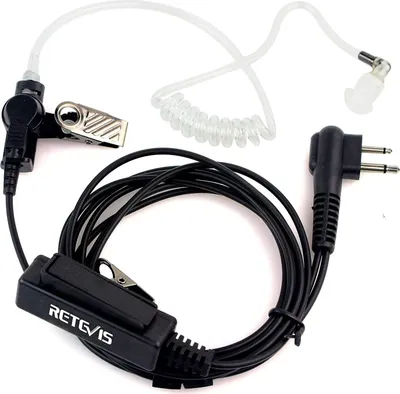 Image de Casque radio bidirectionnel Retevis avec microphone Casque PTT Casque de sécurité compatible avec les radios à 2 broches (1 pièce)