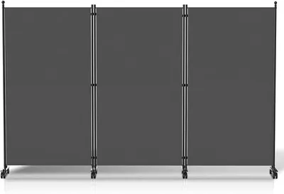 Produktbild von Paravent Raumteiler 3 Teilig klappbar, Klappbar Freistehend Trennwand auf Rollen,Umkleide Sichtschutz Wand Raumtrenner,Stellwand für Garten Büros Terrasse,263x181x30cm,Dunkelgrau