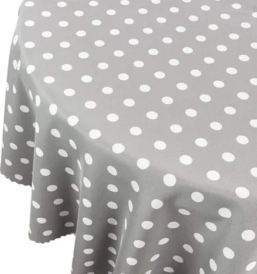 Produktbild von Fleckenresistente Tischtücher Gedruckt Polka Dots Grau Rund Durchmesser: Ø 150 cm