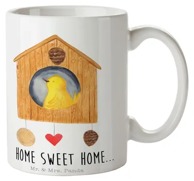 Produktbild von Mr. & Mrs. Panda haferl Vogelhaus Home - Weiß - Geschenk, Vogel, Sweet, schöne tasse, Lustige Sprüche, Haus, Kaffeetasse, Pott, Kaffeebecher, Becher, Umzug