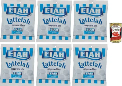 Produktbild von Elah caramelle Lattelah, Süßigkeiten Milchbonbons gefüllt mit Milch und Magerjoghurt 6x 100g + Italian Gourmet polpa 400g