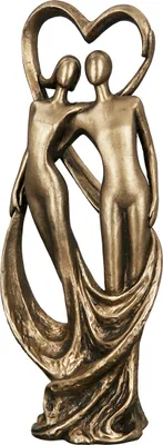 Zdjęcie produktu dla GILDE Rzeźba, para, "Herzpaar", motyw serca, żywica syntetyczna, kolor złoty, dł. 7 cm, szer. 11,5 cm, wys. 29 cm 37444