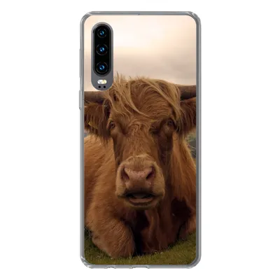 Produktbild von MuchoWow® Handyhülle Schutzhülle Hülle für Huawei P30 Schottischer Highlander - Tiere - Berg Silikon Softcase Handy Hülle - Kartenbesitzer