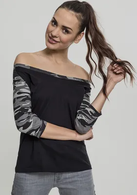 Image de Urban Classics Ladies - 3/4 RAGLAN Longsleeve schwarz - 5XL
