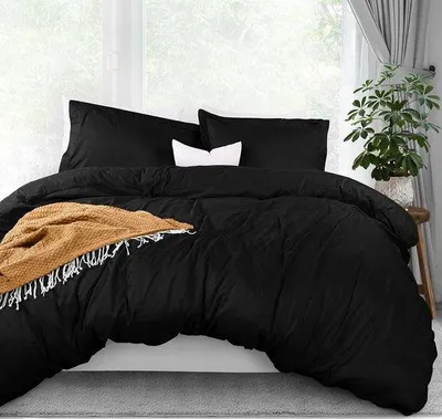 Productafbeelding van Famanu beddengoedset, 227 x 229 cm, microvezel, zwart, met rits