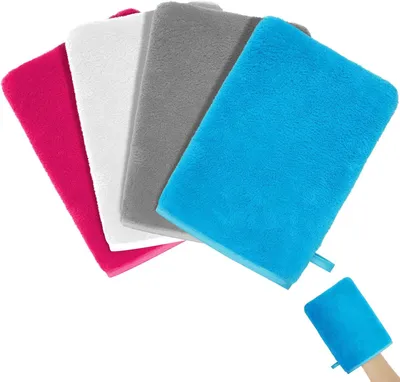 Obrázok produktu pre Sada mikrovláknových umývacích rukavíc, 4 kusy, 15x20 cm, opakovane použiteľné, na čistenie pokožky