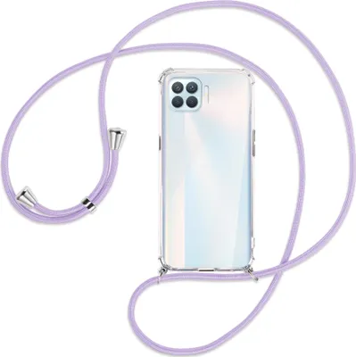 Produktbild von Handykette Backcover-Schutzhülle mit Band (Metall silberfarben) für Oppo A93 - violett