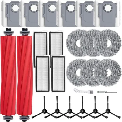 Produktbild von Zubehör für Roborock Qrevo S/Qrevo Pro/Qrevo MaxV/Qrevo Plus Saugroboter, Ersatzteile mit 2 Hauptbürsten, 4 HEPA Filter, 6 Wischpads, 6 Staubbeutel, 6 Seitenbürsten