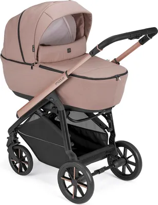 A beige and black 2-in-1 combi-kinderwagen (pram/stroller) is shown against a white background.
