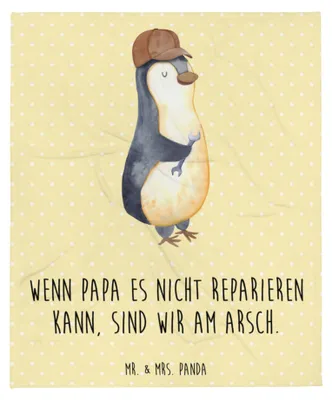 Produktbild von Mr. & Mrs. Panda Decke Wenn Papa es nicht reparieren kann, sind wir am Arsch - Gelb Pastell - Geschenk, Bettüberwurf, Schraubenschlüssel, Vatertag, Vater, Wohndecke