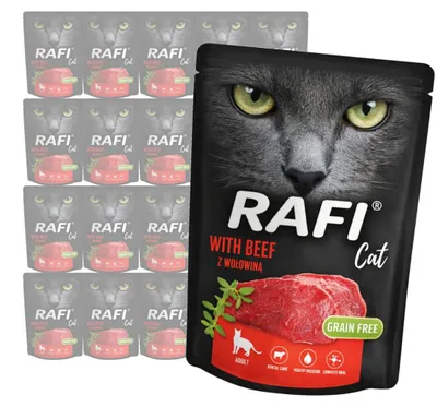 Zdjęcie produktu dla Rafi Cat Adult z Wołowiną 20x300g Bezzbożowa Mokra Karma Dla Kota