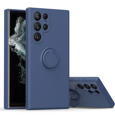Obrázek produktu pro Samsung S22 Ultra Pouzdro, s prstencovým držákem a stojánkem, odolné proti poškrábání, měkký silikon pouzdro pro Samsung Galaxy S22 Ultra 5G modré