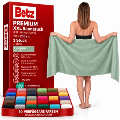 Produktbild von Betz Saunatuch 70 x 200 cm PREMIUM 100% Baumwolle Badetuch Liegetuch Strandtuch   Farbe: heugrün