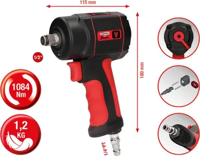Obrázek produktu pro KS-Tools Pneumatický rázový utahovák "THE MINI DEVIL" 515.1315, měkká rukojeť, dlouhá životnost - 1/2 palce